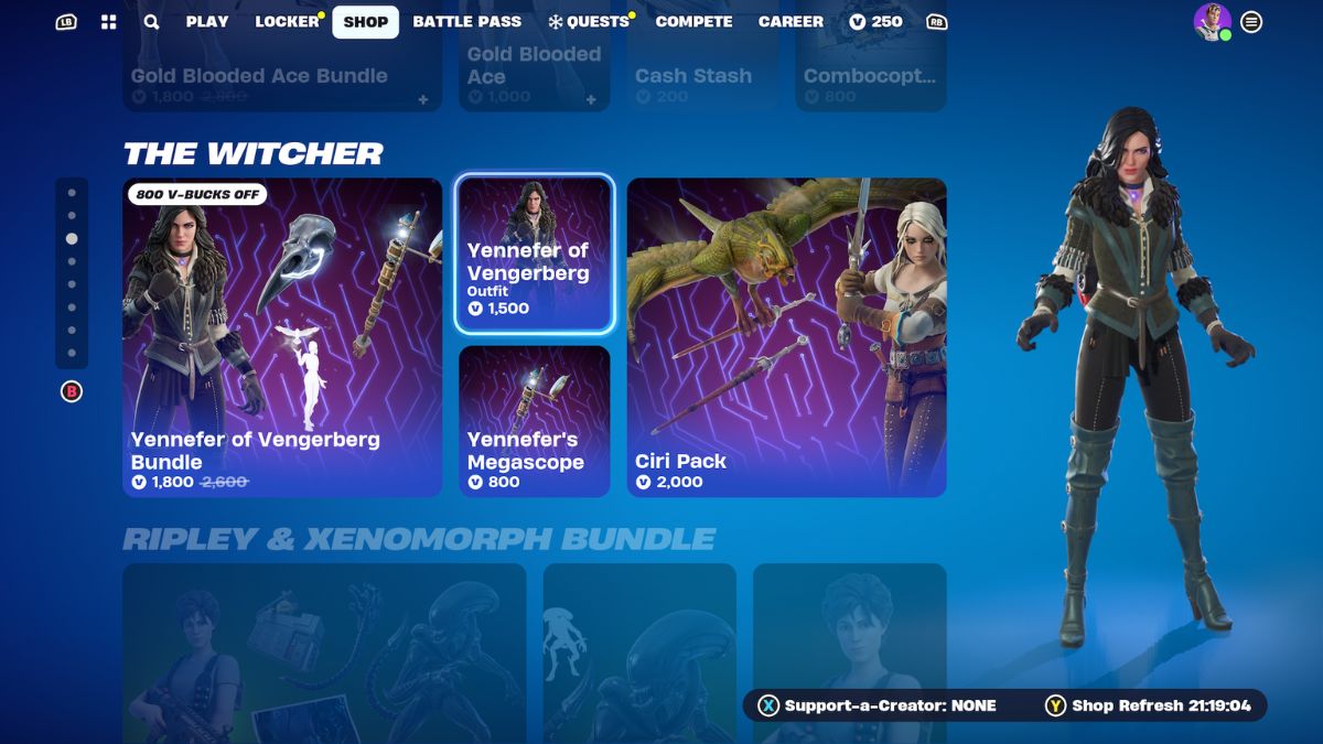 Ciri and Yenneger Are Back in the Fortnite Item Shop in 2024