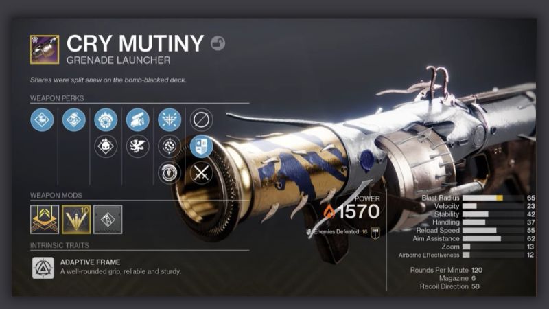 How To Get Cry Mutiny Grenade Launcher In Destiny 2