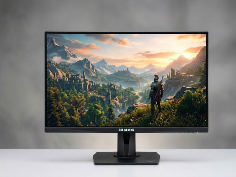 High-res shot of the ASUS TUF Gaming VG27AQ3A, the top budget 27-inch 1440p 180Hz gaming monitor.