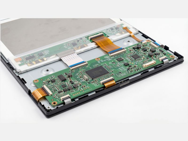 Close-up of a budget IPS monitor panel with the back casing removed