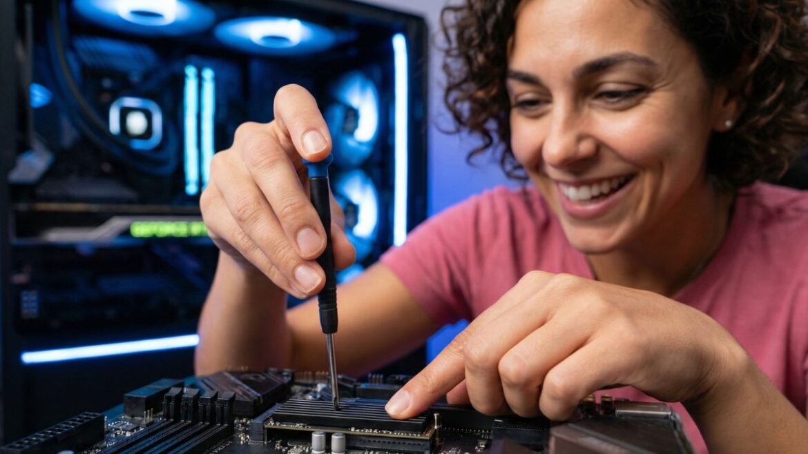 Crucial P3 Plus 1TB NVMe SSD installation for budget gaming PC build guide.