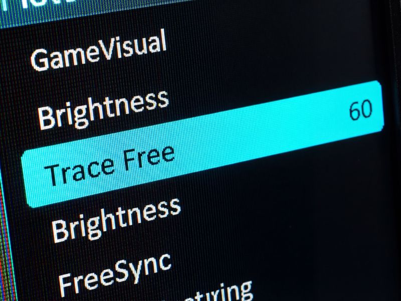 Close-up of a monitor OSD menu highlighting 'Response Time' or 'Overdrive' settings.