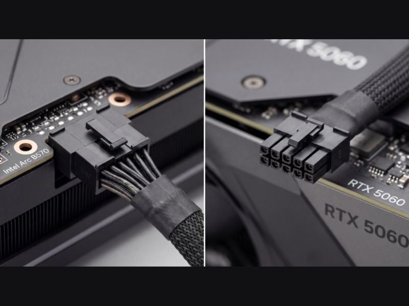 Close-up comparison of the I/O ports and power connectors.