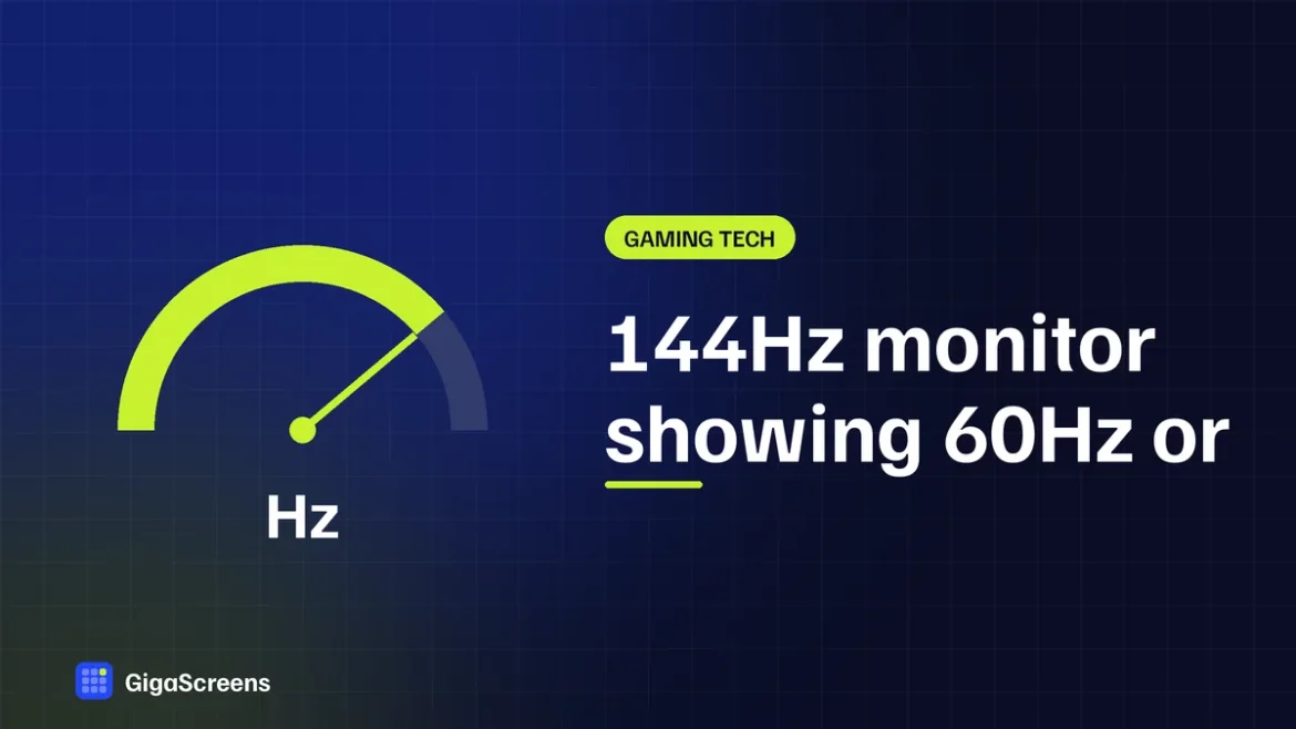 GigaScreens featured image: 144Hz monitor showing 60Hz fix guide, gigascreens.com